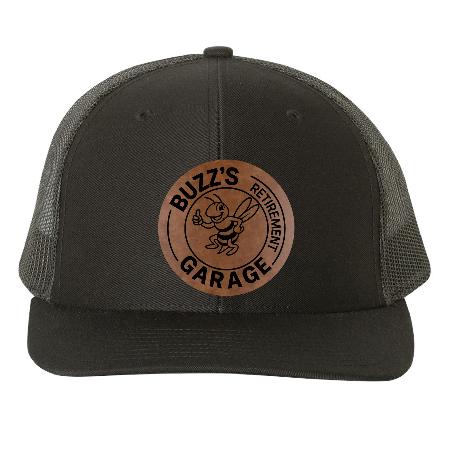 Trucker Hat with Buzz's Retirement Garage B&W Logo - Richardson 112