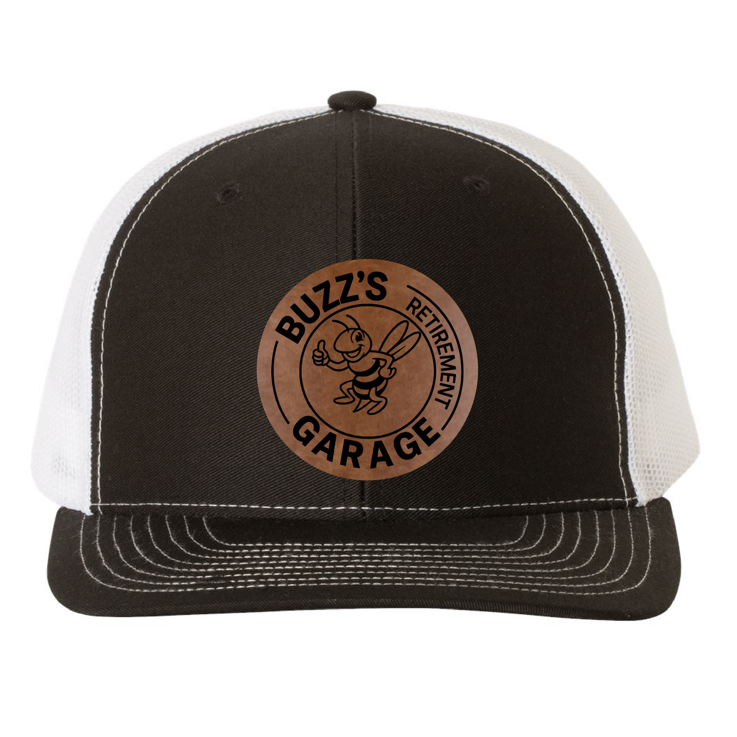 Trucker Hat with Buzz's Retirement Garage B&W Logo - Richardson 112