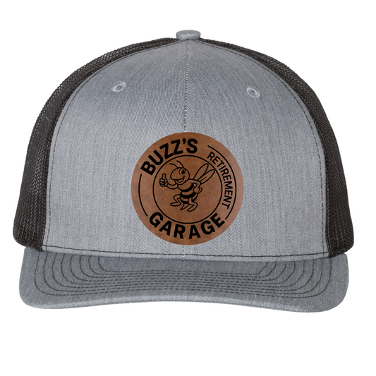 Trucker Hat with Buzz's Retirement Garage B&W Logo - Richardson 112