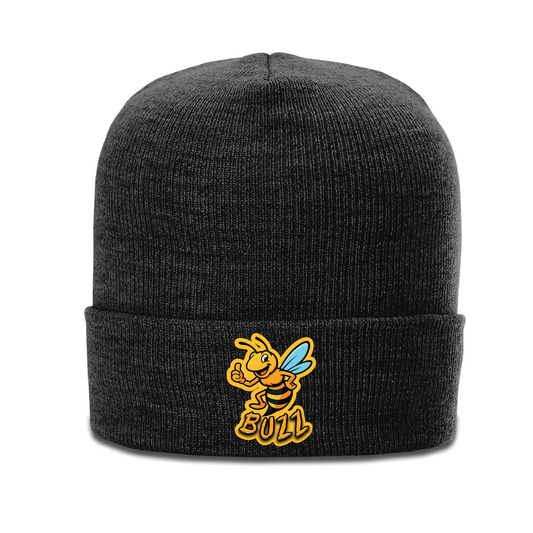 Beanie with Buzz's Retirement Garage Bee Logo - Richardson Heather Cuffed