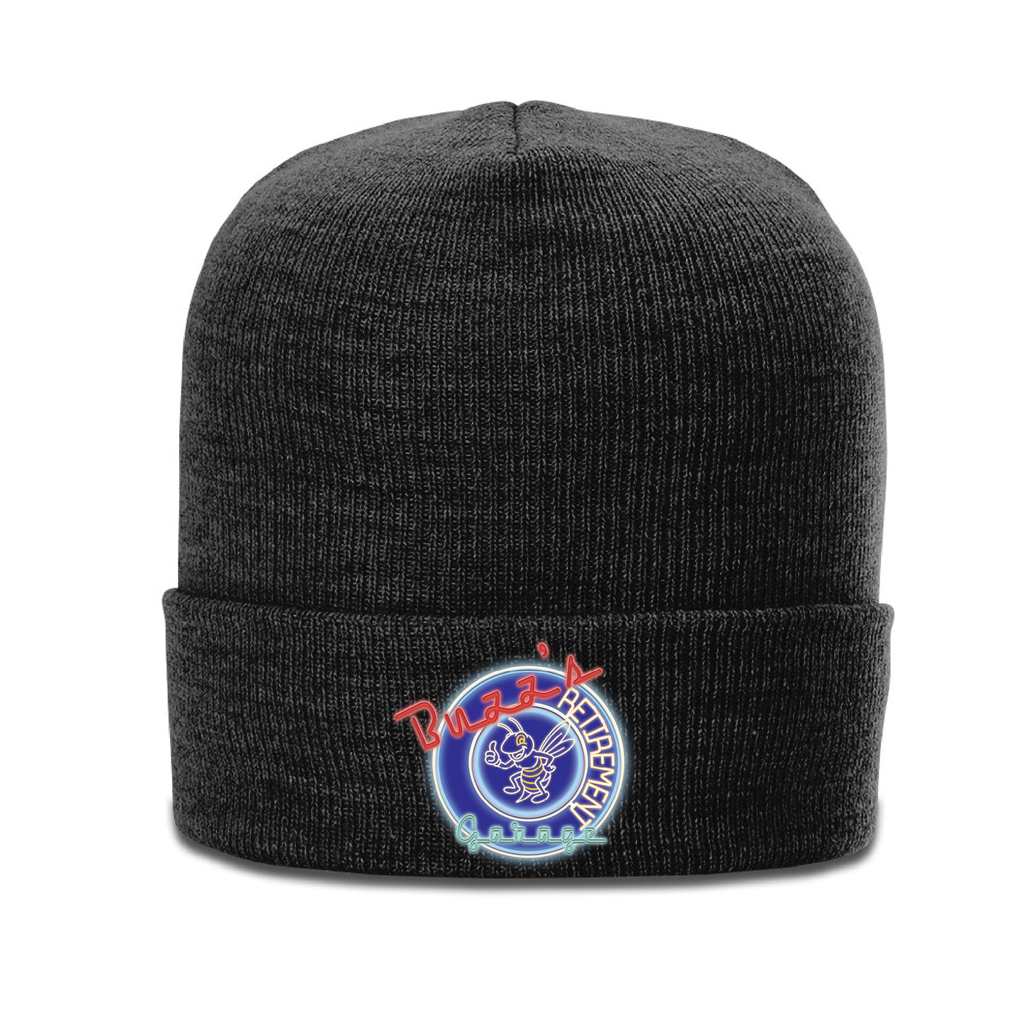 Beanie with Buzz's Retirement Garage Neon Logo - Richardson Heather Cuffed