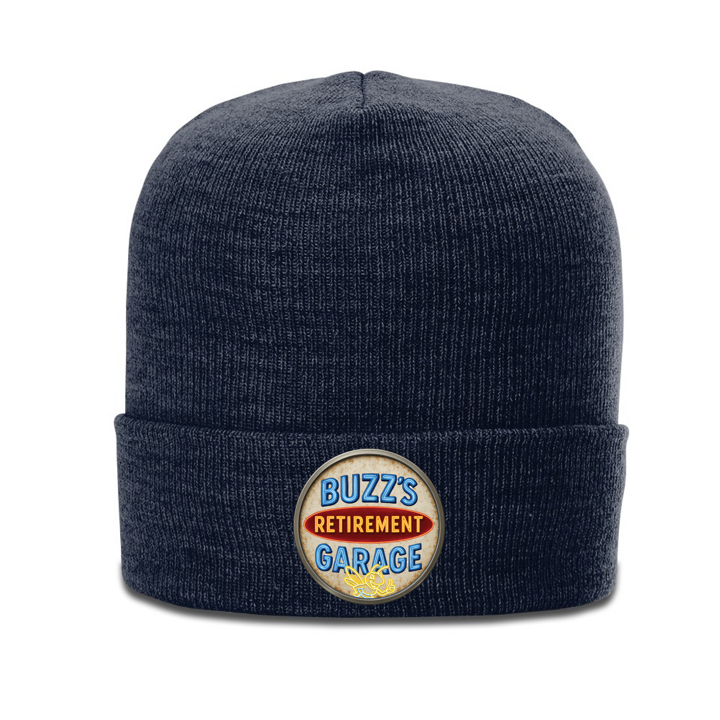 Beanie with Buzz's Retirement Garage Antique Logo - Richardson Heather Cuffed