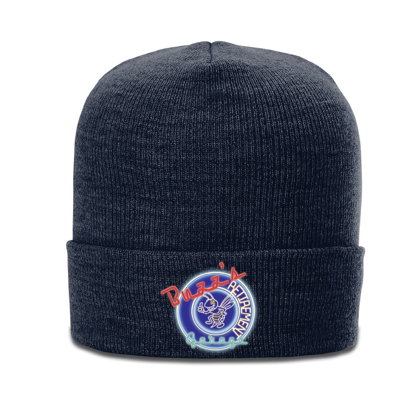 Beanie with Buzz's Retirement Garage Neon Logo - Richardson Heather Cuffed