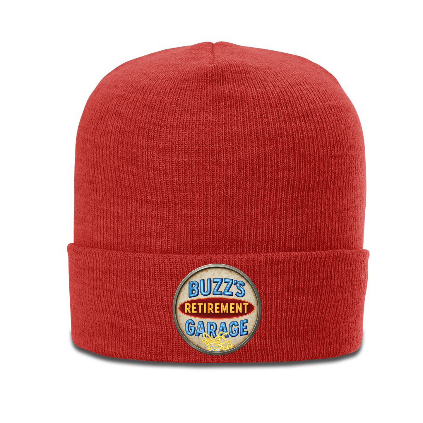 Beanie with Buzz's Retirement Garage Antique Logo - Richardson Heather Cuffed