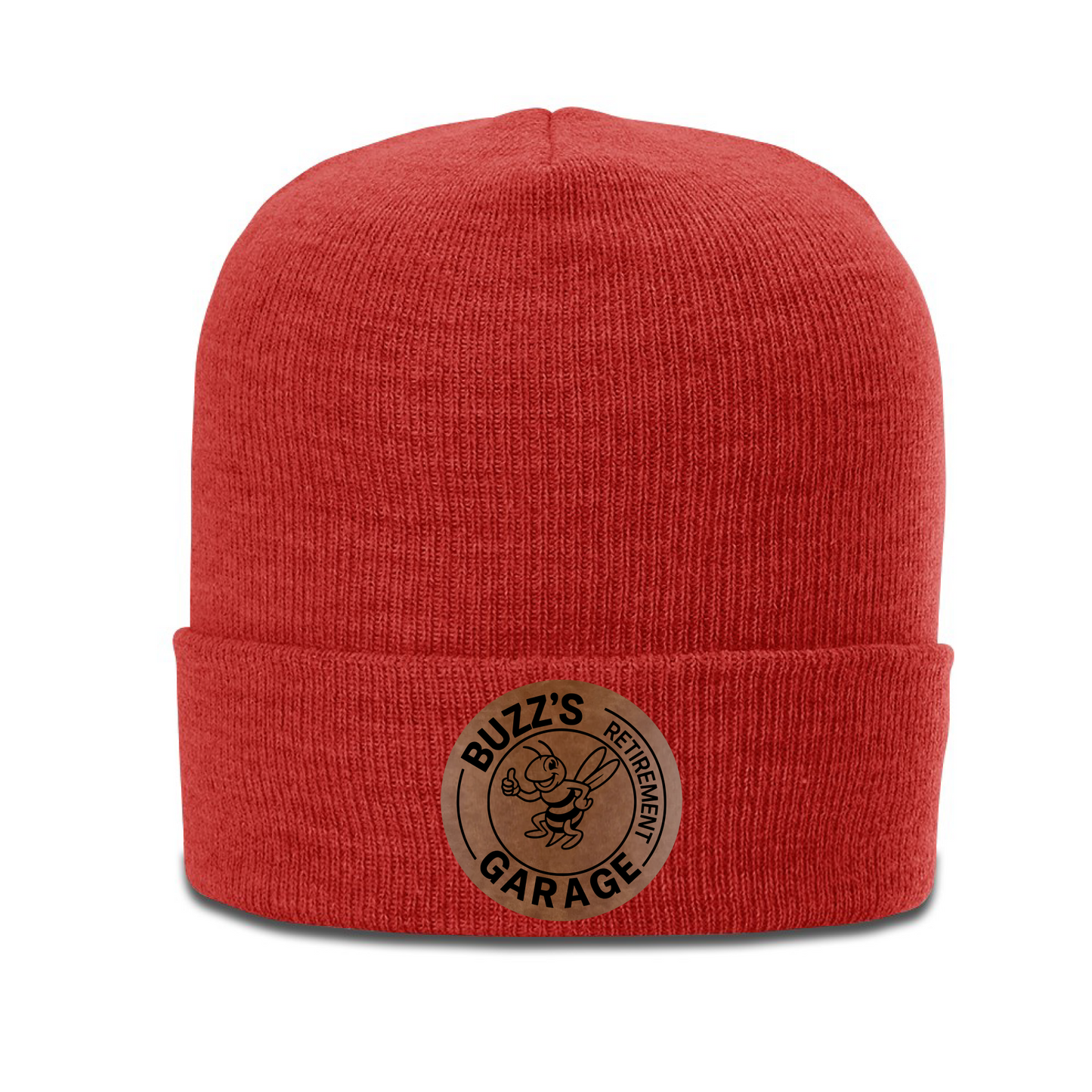 Beanie with Buzz's Retirement Garage B&W Logo - Richardson Heather Cuffed