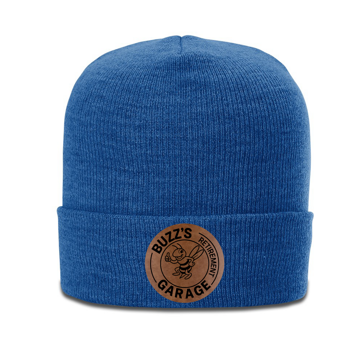 Beanie with Buzz's Retirement Garage B&W Logo - Richardson Heather Cuffed