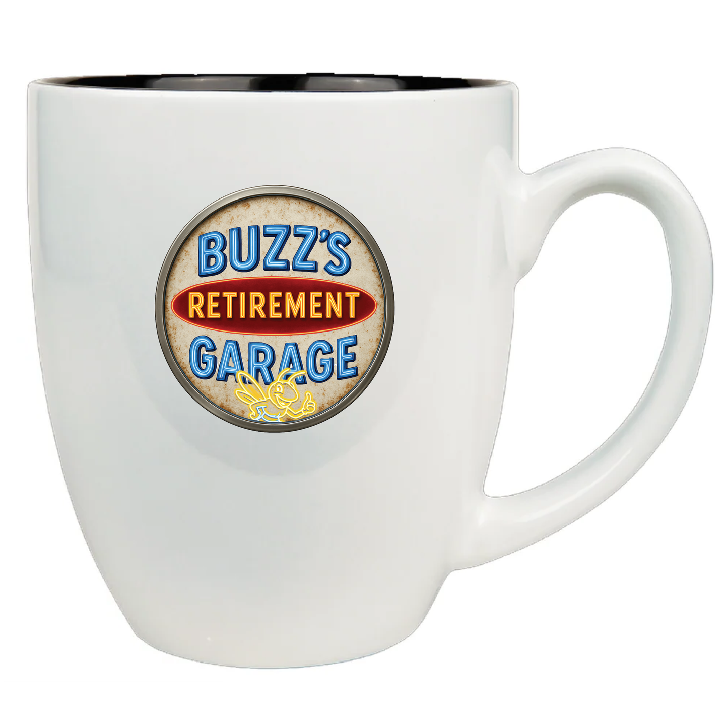 16oz Ceramic Mug with Buzz's Retirement Garage Antique Logo